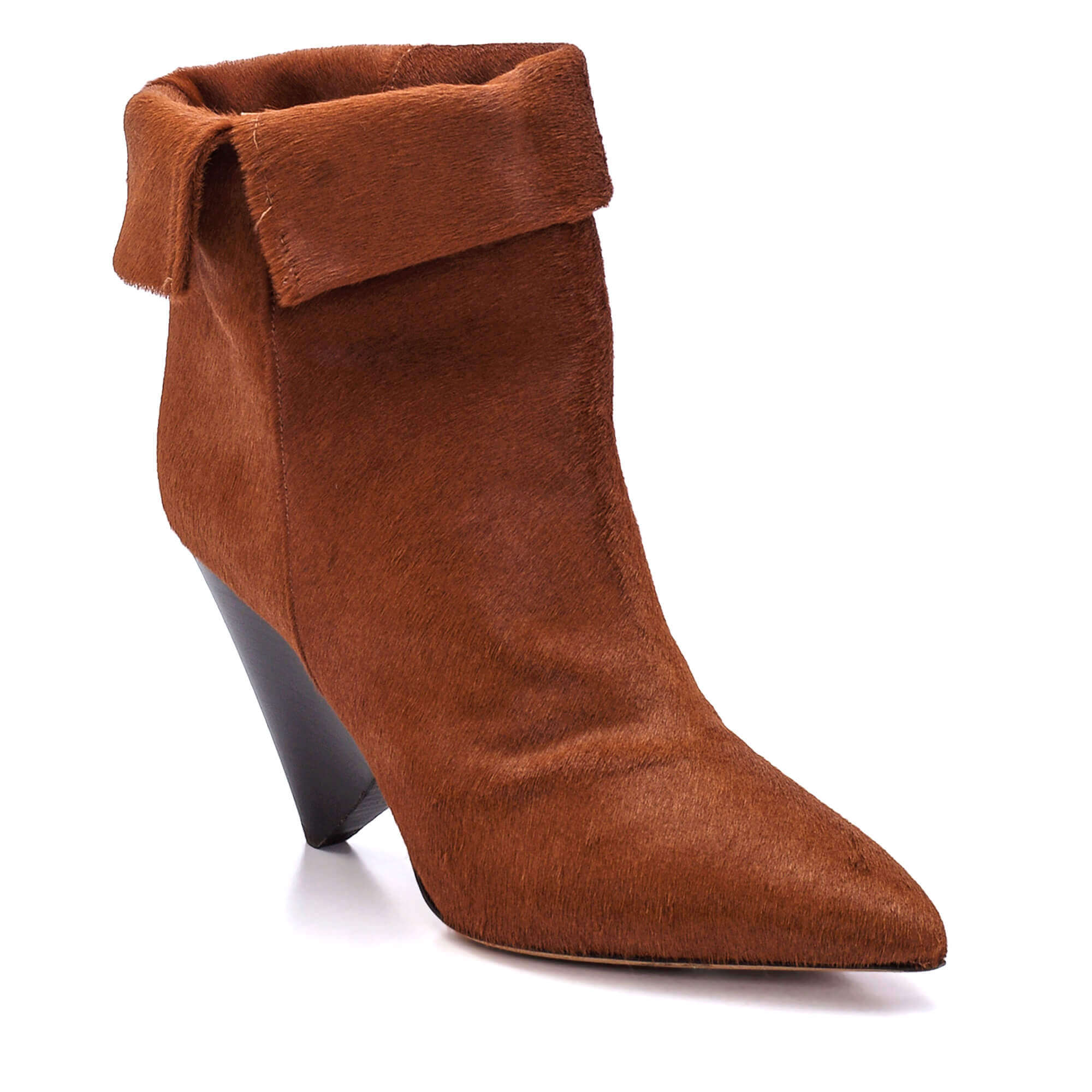 Isabel Marant - Brown Pony Hair Folded Booties/39